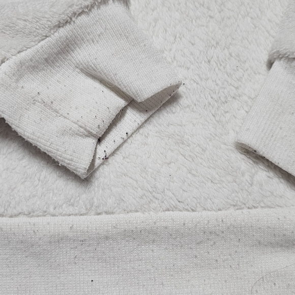 Mentally Exhausted Fuzzy Face Graphic Sweatshirt Women’s Medium Sequin Lips Eyes - Picture 4 of 8